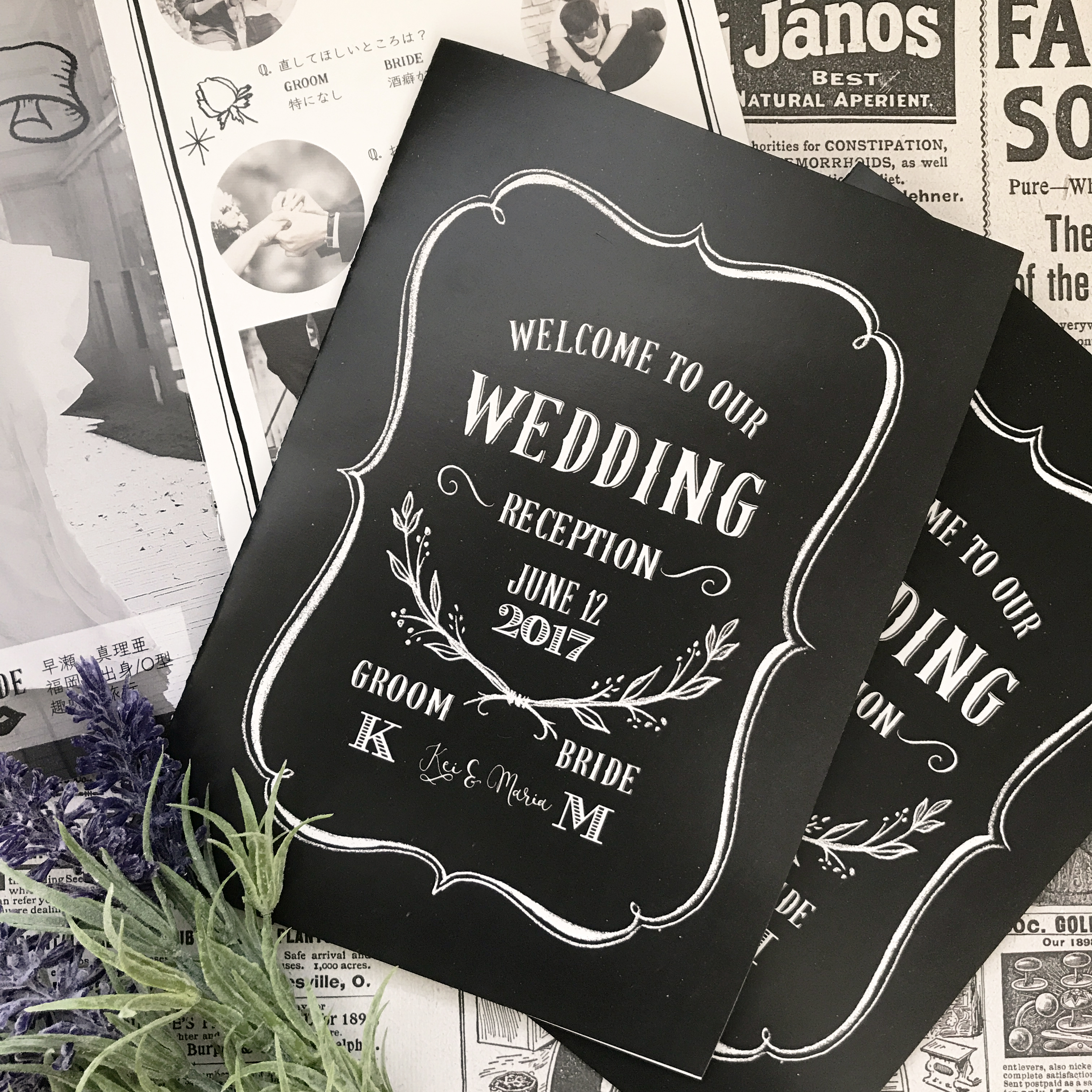 （モノクロ）プロフィールカード　プロフィールブック　メニュー表 インデックス型プロフィールブック｜“4cards＋1” [ pink beige